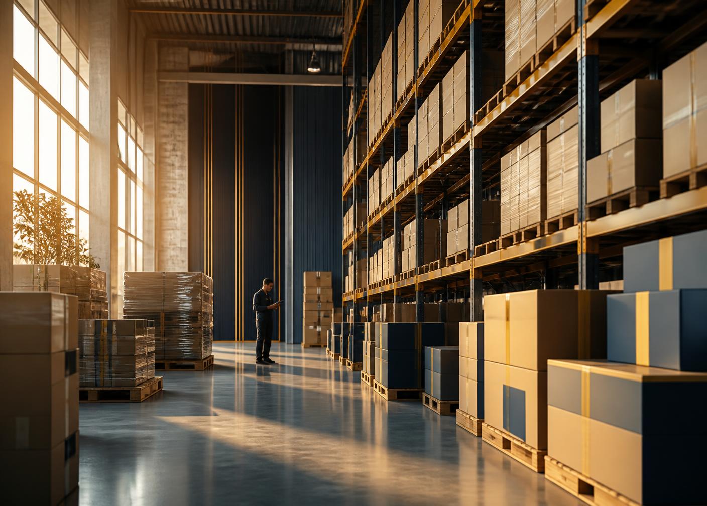 A modern Indian distribution centre with organised stock and warehouse operations